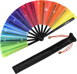 Rainbow Holographic Rave Hand Fan 