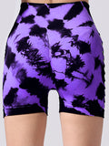 Tie-Dye Side Bow Hollow High Waist Hip  Fitness Yoga Shorts