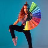 Rainbow Holographic Rave Hand Fan 