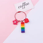 Bright Color Rainbow Building Brick Key Chain 