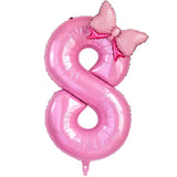 1Pc Large 40Inch Number Pink Foil Balloon with Bow