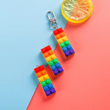 Bright Color Rainbow Building Brick Key Chain 