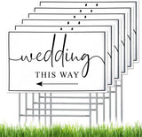 3 Packs Wedding Direction Arrow Signs with H Stakes,12 X 17