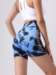 Tie-Dye Side Bow Hollow High Waist Hip  Fitness Yoga Shorts