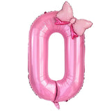 1Pc Large 40Inch Number Pink Foil Balloon with Bow