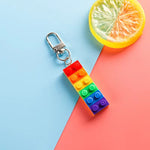 Bright Color Rainbow Building Brick Key Chain 