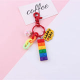 Bright Color Rainbow Building Brick Key Chain 