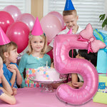 1Pc Large 40Inch Number Pink Foil Balloon with Bow