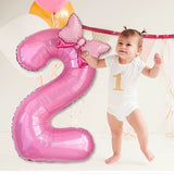 1Pc Large 40Inch Number Pink Foil Balloon with Bow