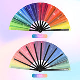 Rainbow Holographic Rave Hand Fan 