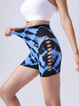 Tie-Dye Side Bow Hollow High Waist Hip  Fitness Yoga Shorts