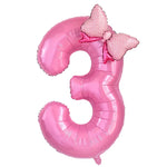 1Pc Large 40Inch Number Pink Foil Balloon with Bow