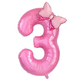 1Pc Large 40Inch Number Pink Foil Balloon with Bow