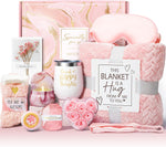 Birthday Gifts for Women Self Care Gifts Get Well Soon Gifts, Ocean Relaxing Spa Gifts Basket Care Package W/ Luxury Flannel Blanket, Unique Mothers Day Gifts Idea for Mom Her Friends Sister Wife