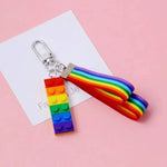 Bright Color Rainbow Building Brick Key Chain 