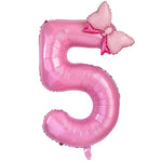 1Pc Large 40Inch Number Pink Foil Balloon with Bow