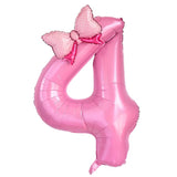 1Pc Large 40Inch Number Pink Foil Balloon with Bow