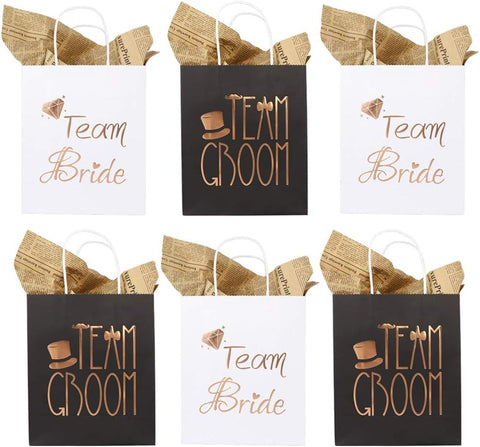 12Pcs Wedding Party Paper Gift Bags 6 Bridesmaid 6 Groomsmen Gift Bags