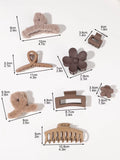 8Pcs Neutral Colors Hair Clips