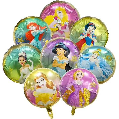 8 Pcs Princess Foil Balloons Set 18 Inch