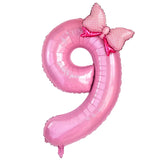 1Pc Large 40Inch Number Pink Foil Balloon with Bow