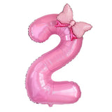 1Pc Large 40Inch Number Pink Foil Balloon with Bow