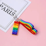 Bright Color Rainbow Building Brick Key Chain 