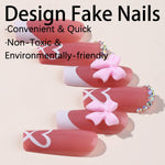 French Tip Press on Nails with Charms- Medium