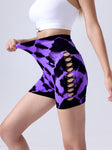 Tie-Dye Side Bow Hollow High Waist Hip  Fitness Yoga Shorts