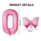 1Pc Large 40Inch Number Pink Foil Balloon with Bow