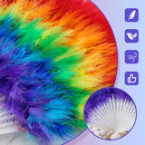 Feather Rainbow Fans Handheld 